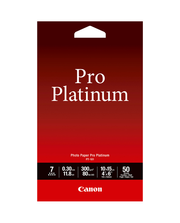 Canon Papier photo 4 × 6” (10 × 15 cm) Pro Platinum PT-101 - 50 feuilles