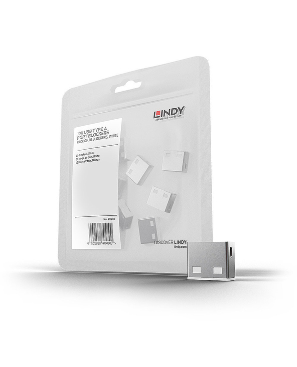 Lindy 40464 bloqueur de port USB Type-A Blanc Acrylonitrile-Butadiène-Styrène (ABS) 10 pièce(s)