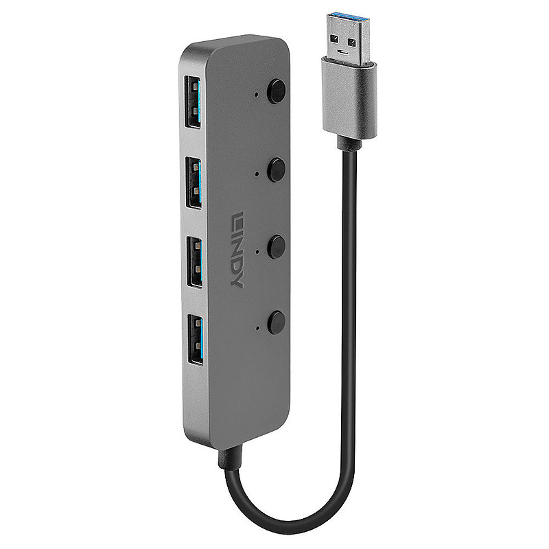 Lindy 43309 hub & concentrateur USB 3.2 Gen 1 (3.1 Gen 1) Type-A 5 Mbit/s Gris
