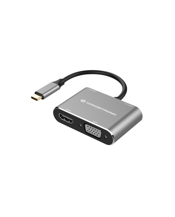 Conceptronic DONN16G station d'accueil Avec fil USB 3.2 Gen 1 (3.1 Gen 1) Type-C Noir, Argent