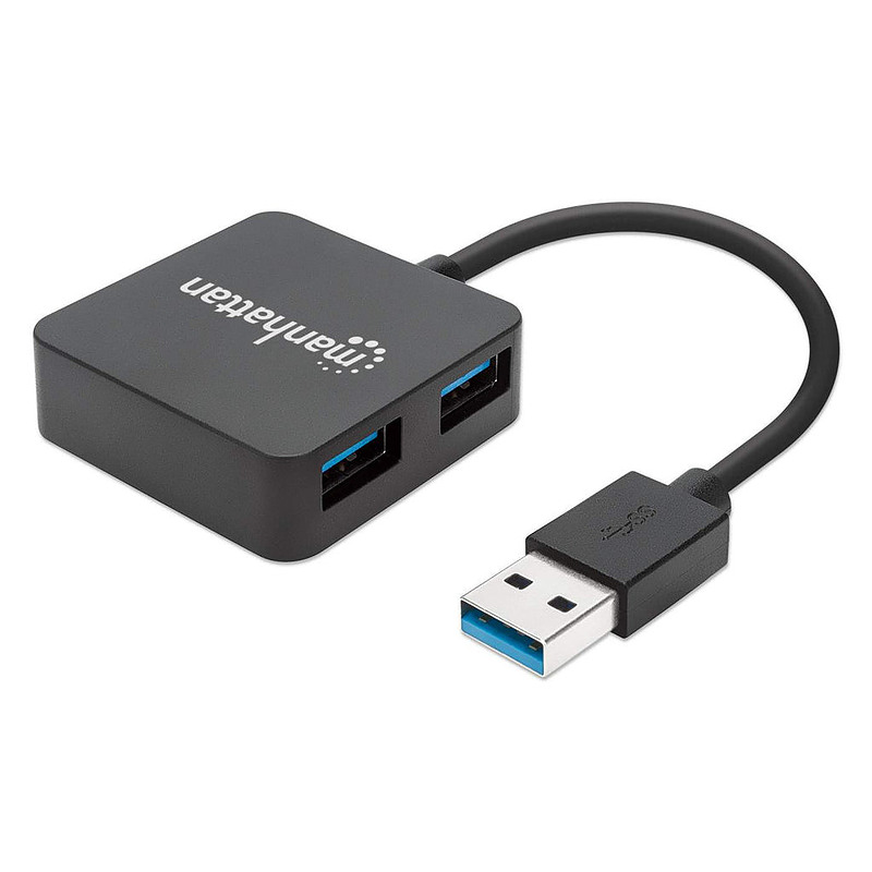 Manhattan 162296 hub & concentrateur USB 3.2 Gen 1 (3.1 Gen 1) Type-A 5000 Mbit/s Noir