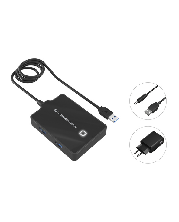 Conceptronic HUBBIES11BP station d'accueil USB 3.2 Gen 1 (3.1 Gen 1) Type-A Noir