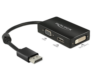 DeLOCK 0.16m DisplayPort/VGA+HDMI+DVI 0,16 m VGA (D-Sub)+ HDMI + DVI Noir