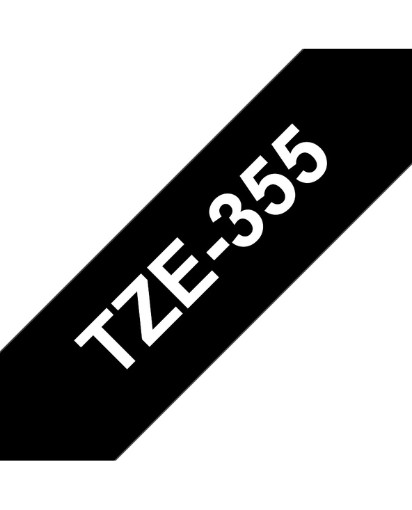Brother TZE-355 ruban d'étiquette Blanc sur noir