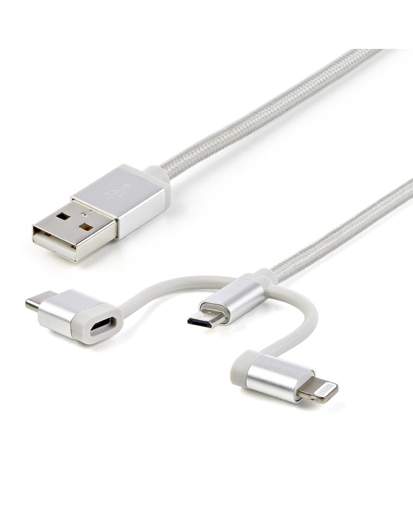 StarTech.com Câble multi chargeur USB de 1 m - Lightning USB-C Micro-B - Tressé