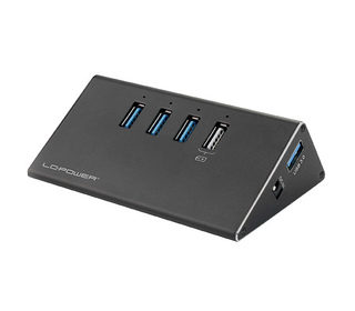 LC-Power LC-HUB-ALU-2B-4 hub & concentrateur USB 3.2 Gen 1 (3.1 Gen 1) Type-A 5000 Mbit/s Noir