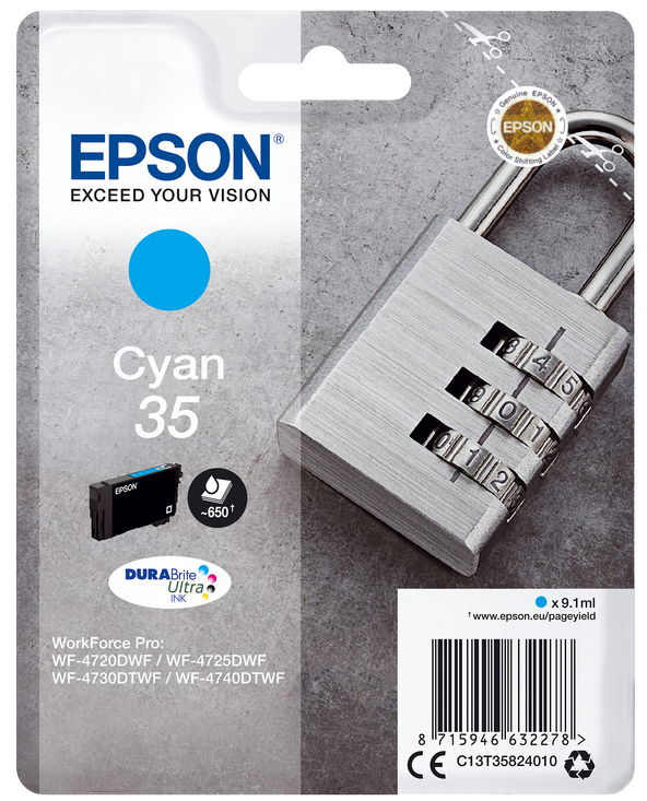 Epson Padlock Singlepack Cyan 35 DURABrite Ultra Ink