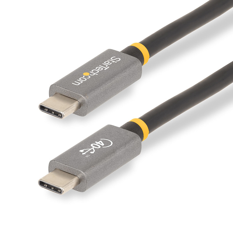 StarTech.com Câble USB4 de 1m, Câble USB-C Certifié par l'USB-IF, 40 Gbps, Cordon de Transfert de Données USB Type-C, 100W PD, 8