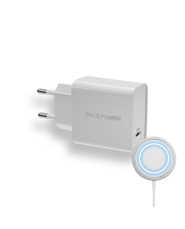 RealPower PC-MagSet Universel Blanc Secteur Recharge sans fil Intérieure
