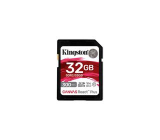 Kingston Technology 32GB Canvas React Plus SDHC UHS-II 300R/260W U3 V90 for Full HD/4K/8K