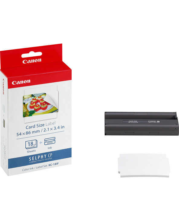 Canon Jeu d'encre couleur et de papier autocollant au format 54 x 86 mm KC-18IF, 18 feuilles