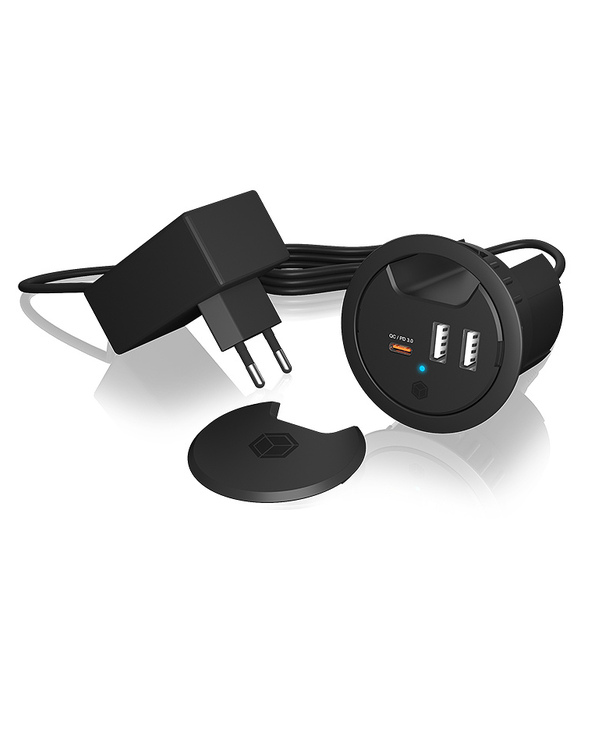 ICY BOX IB-HUB1407 Universel Noir Secteur Charge rapide Intérieure