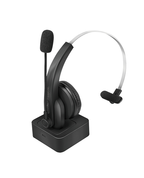 LogiLink BT0059 écouteur/casque Sans fil Arceau Bureau/Centre d'appels Bluetooth Socle de chargement Noir