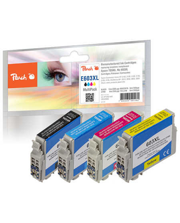 Peach PI200-848 cartouche d'encre 4 pièce(s) Compatible Noir, Cyan, Magenta, Jaune