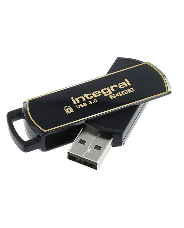 Integral 64GB Secure 360 Encrypted USB 3.0 lecteur USB flash 64 Go USB Type-A 3.2 Gen 1 (3.1 Gen 1) Noir, Or