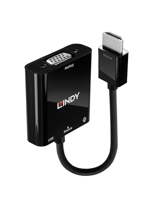 Lindy 38285 câble vidéo et adaptateur 0,1 m HDMI Type A (Standard) VGA (D-Sub) Noir