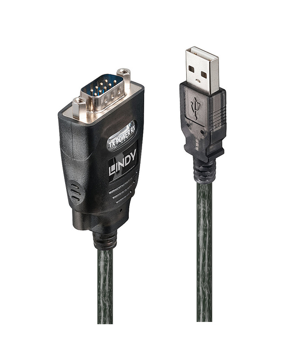 Lindy 42686 câble Série Noir 1,1 m USB Type-A DB-9