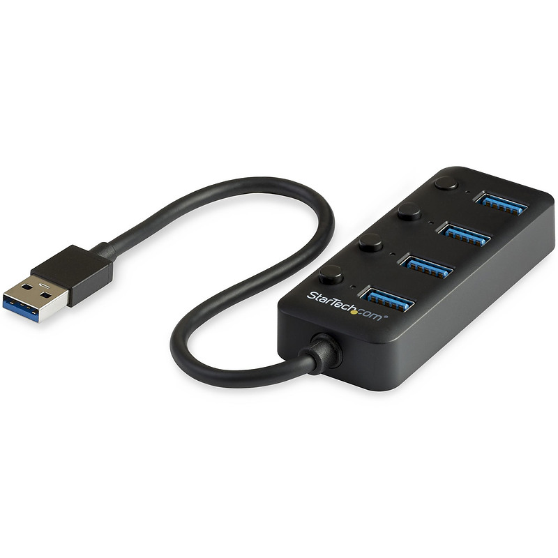 StarTech.com Hub USB 3.0 4 Ports -USB-A vers 4x USB 3.0 Type-A avec 1x Interrupteur On/Off par Port- SuperSpeed USB 3.2 Gen 1 (5