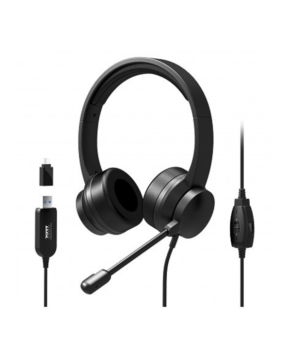 Port Designs 901605 écouteur/casque Avec fil Arceau USB Type-A Noir