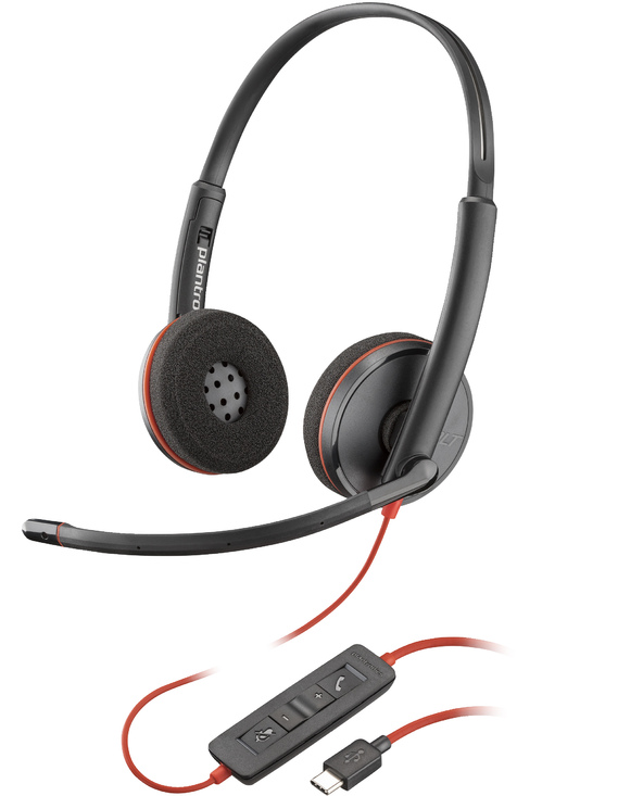 POLY Micro-casque stéréo USB-C Blackwire 3220 + adaptateur USB-C/A (lot)