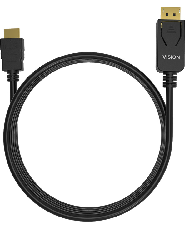 Vision TC 2MDPHDMI/BL câble vidéo et adaptateur 2 m DisplayPort HDMI Type A (Standard) Noir