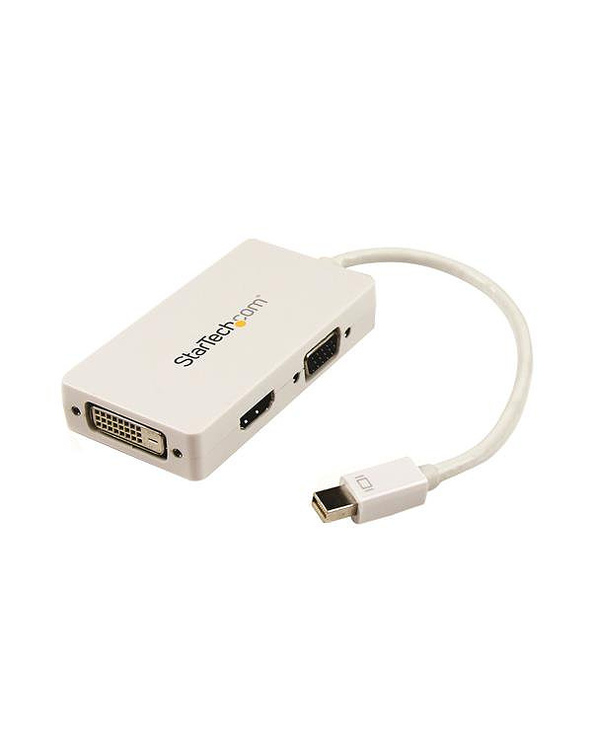 StarTech.com Adaptateur de voyage Mini DisplayPort vers VGA / DVI / HDMI - Convertisseur vidéo 3-en-1 - Blanc