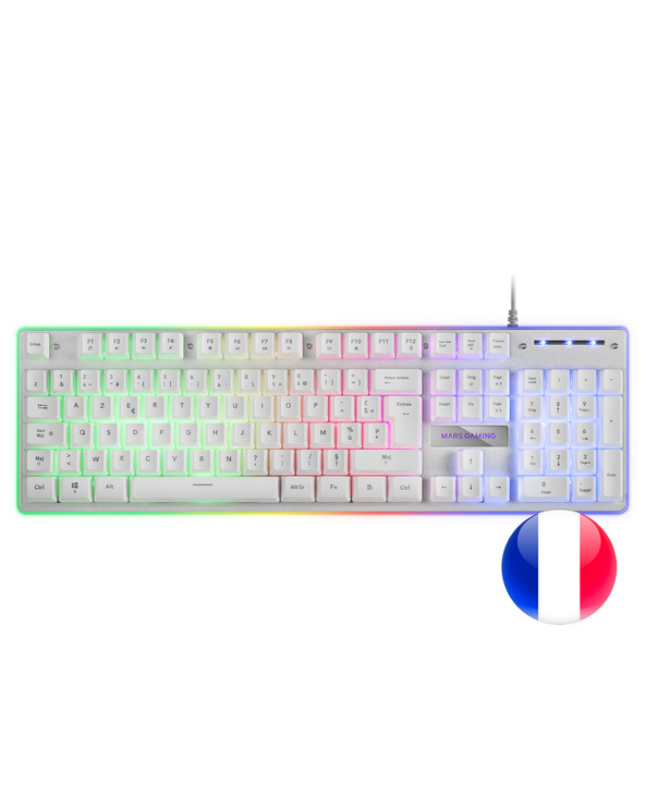 Mars Gaming MK220W clavier Jouer USB AZERTY Français Blanc