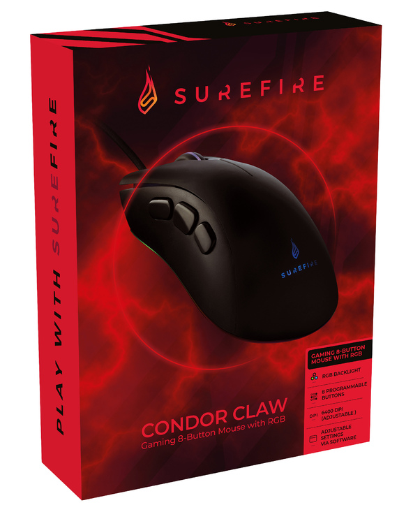 SureFire Condor Claw souris Jouer Droitier USB Type-A Optique 6400 DPI