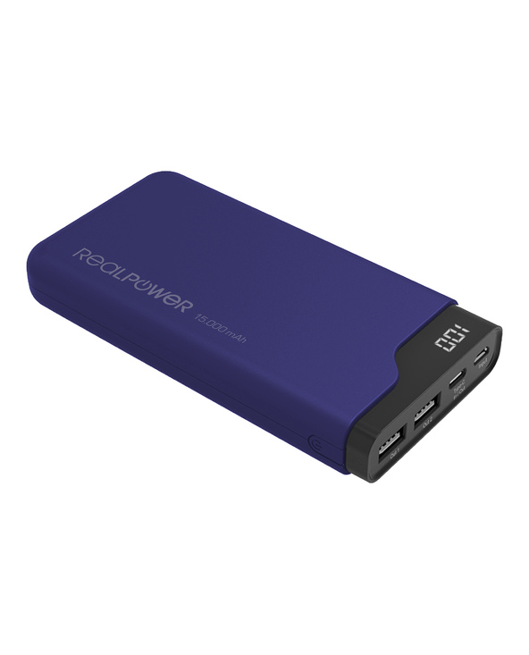 RealPower PB-15000C Navy Blue 15000 mAh Noir, Bleu