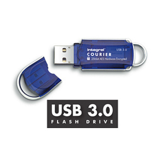 Integral 16GB Courier FIPS 197 Encrypted USB 3.0 lecteur USB flash 16 Go USB Type-A 3.2 Gen 1 (3.1 Gen 1) Bleu, Argent