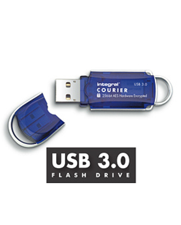 Integral 16GB Courier FIPS 197 Encrypted USB 3.0 lecteur USB flash 16 Go USB Type-A 3.2 Gen 1 (3.1 Gen 1) Bleu, Argent