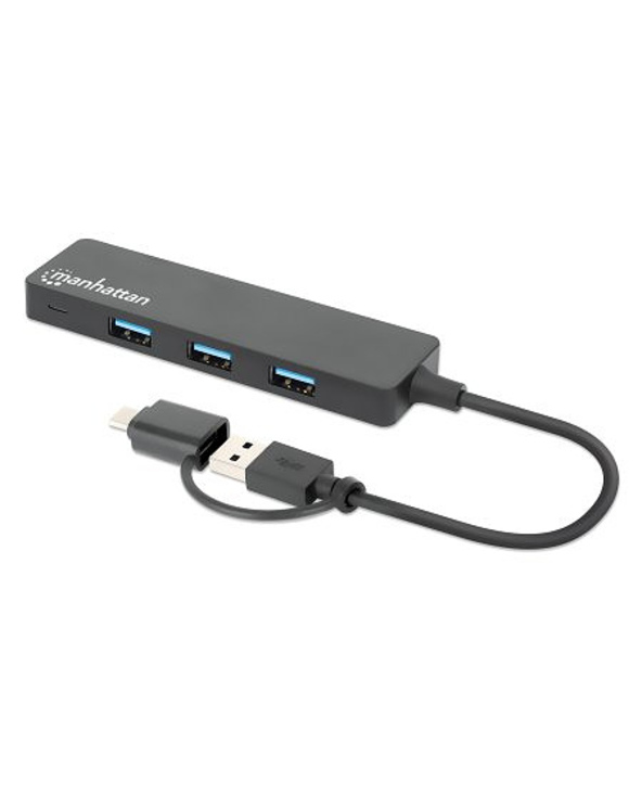 Manhattan 180863 hub & concentrateur USB 3.2 Gen 1 (3.1 Gen 1) Type-A + Type-C 5000 Mbit/s Noir