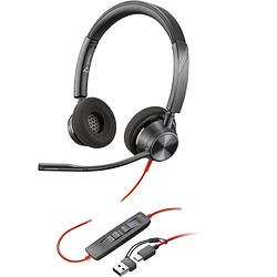 POLY Micro-casque Blackwire 3320 stéréo USB-C certifié Microsoft Teams + adaptateur USB-C/A