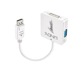 Lindy 41028 câble vidéo et adaptateur DisplayPort DVI-D + VGA (D-Sub) + HDMI Noir