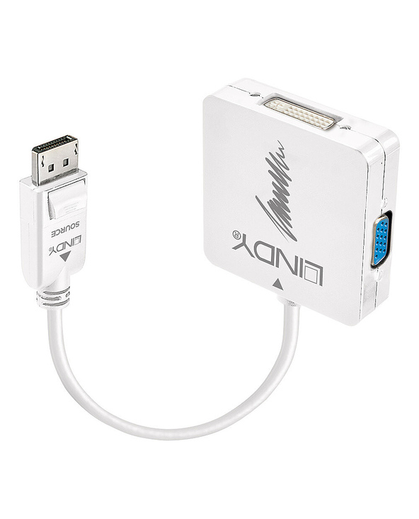 Lindy 41028 câble vidéo et adaptateur DisplayPort DVI-D + VGA (D-Sub) + HDMI Noir