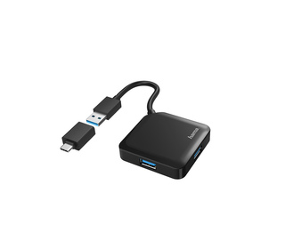 Hama 00200116 hub & concentrateur USB 3.2 Gen 1 (3.1 Gen 1) Type-A + Type-C 5000 Mbit/s Noir