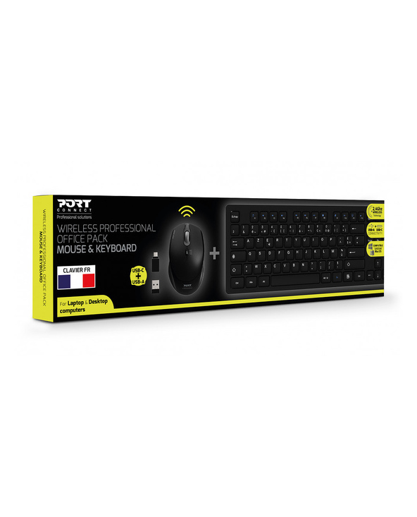 Port Designs 900906-FR clavier Souris incluse Bureau RF sans fil AZERTY Français Noir