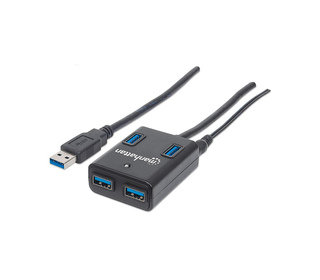 Manhattan 162302 hub & concentrateur USB 3.2 Gen 1 (3.1 Gen 1) Type-A 5000 Mbit/s Noir