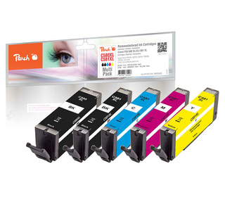 Peach PI100-378 cartouche d'encre 5 pièce(s) Compatible Rendement élevé (XL) Noir, Cyan, Magenta, Jaune