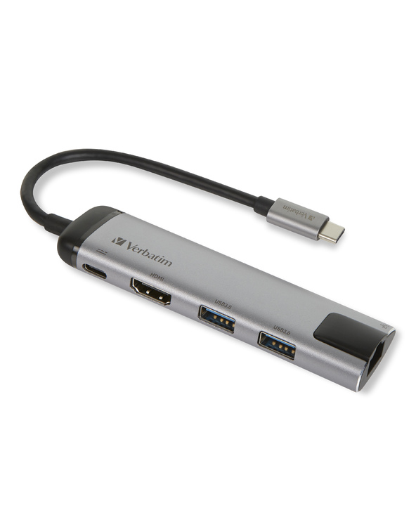 Verbatim 49141 station d'accueil USB 3.2 Gen 1 (3.1 Gen 1) Type-C Noir, Argent