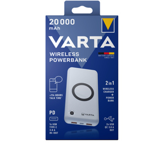 Varta 57909 101 111 banque d'alimentation électrique Lithium Polymère (LiPo) 20000 mAh Recharge sans fil Blanc