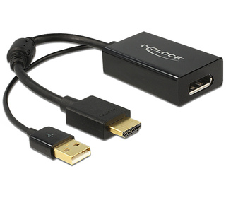 DeLOCK 0.245m HDMI+USB2.0-A/DisplayPort 0,254 m HDMI + USB Noir