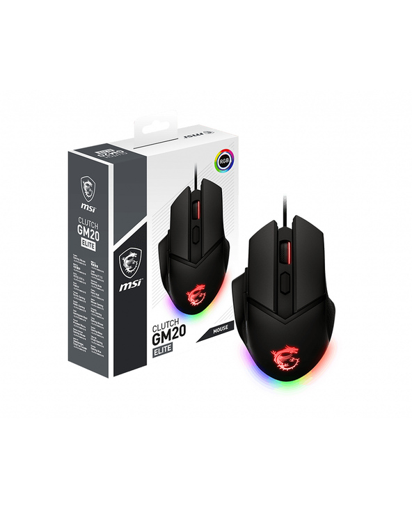 MSI Clutch GM20 Elite souris Jouer Droitier USB Type-A Optique 6400 DPI