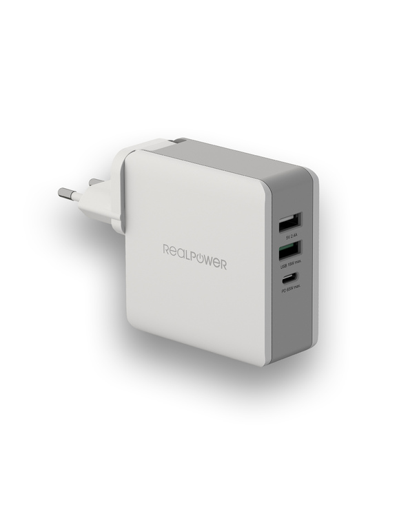 RealPower DeskCharge-65 Travel Universel Gris Secteur Intérieure
