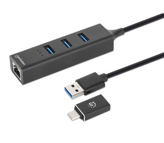 Manhattan 180894 hub & concentrateur USB 3.2 Gen 1 (3.1 Gen 1) Type-A + Type-C 5000 Mbit/s Noir