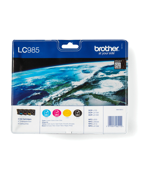 Brother LC-985VALBP cartouche d'encre 4 pièce(s) Original Noir, Cyan, Magenta, Jaune