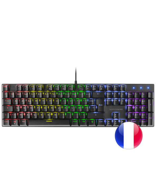 Mars Gaming MK422 clavier Jouer USB AZERTY Français Noir
