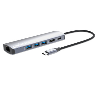 Manhattan 153959 station d'accueil Avec fil USB 3.2 Gen 1 (3.1 Gen 1) Type-C Argent