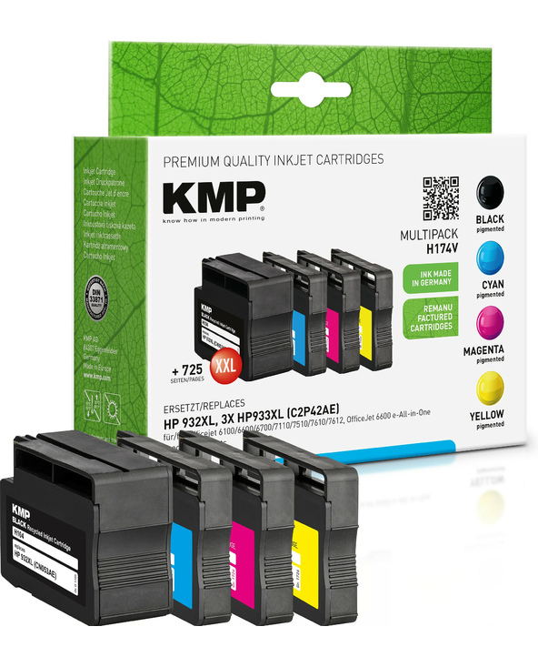 KMP Multipack H174 cartouche d'encre Noir, Cyan, Magenta, Jaune