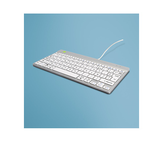 R-Go Tools Clavier ergonomique R-Go Compact Break, clavier compact avec logiciel de pause,AZERTY (FR), Filaire, blanc